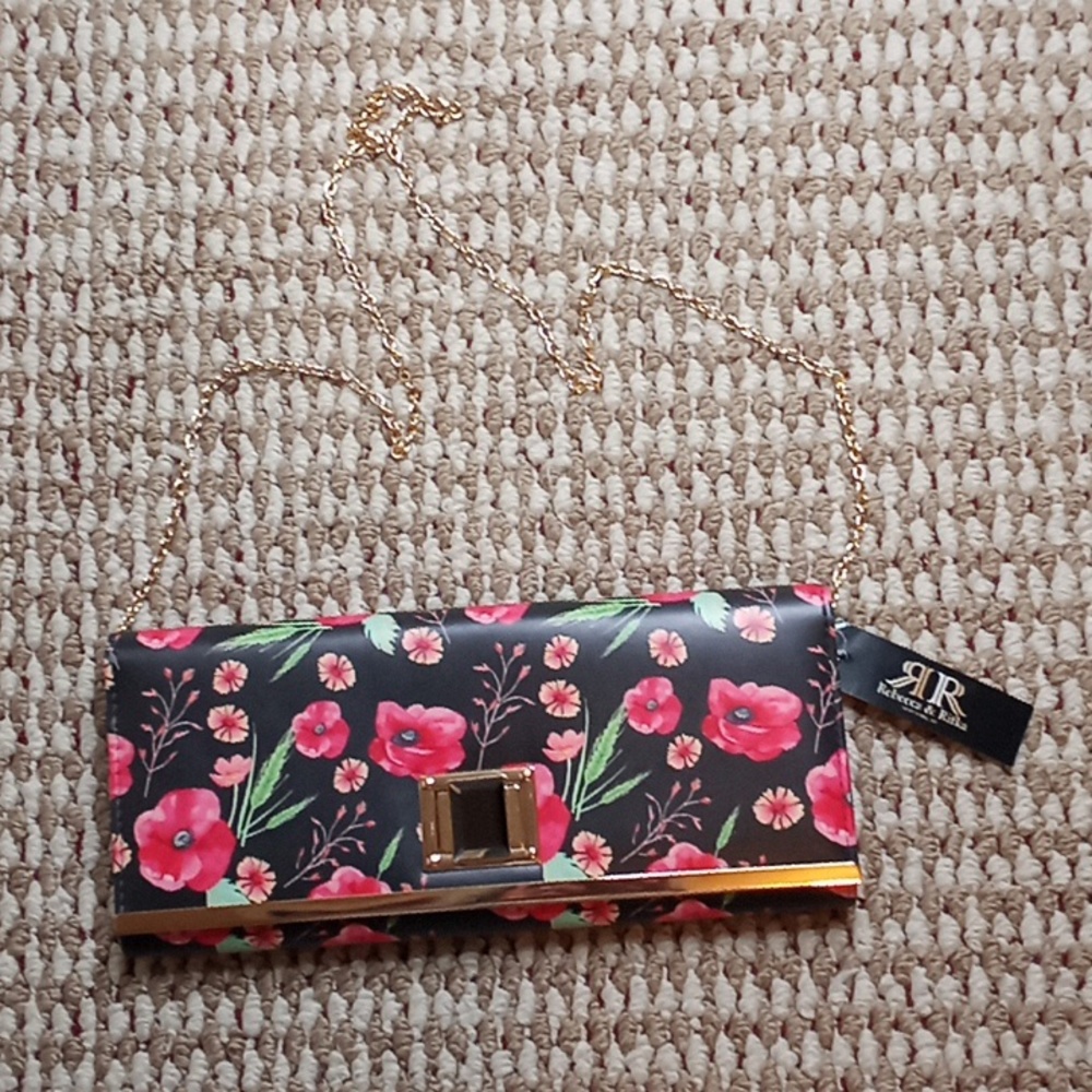 Rebecca & Rifka Purse Chain Strap New York Clutch Floral Handbag Bag